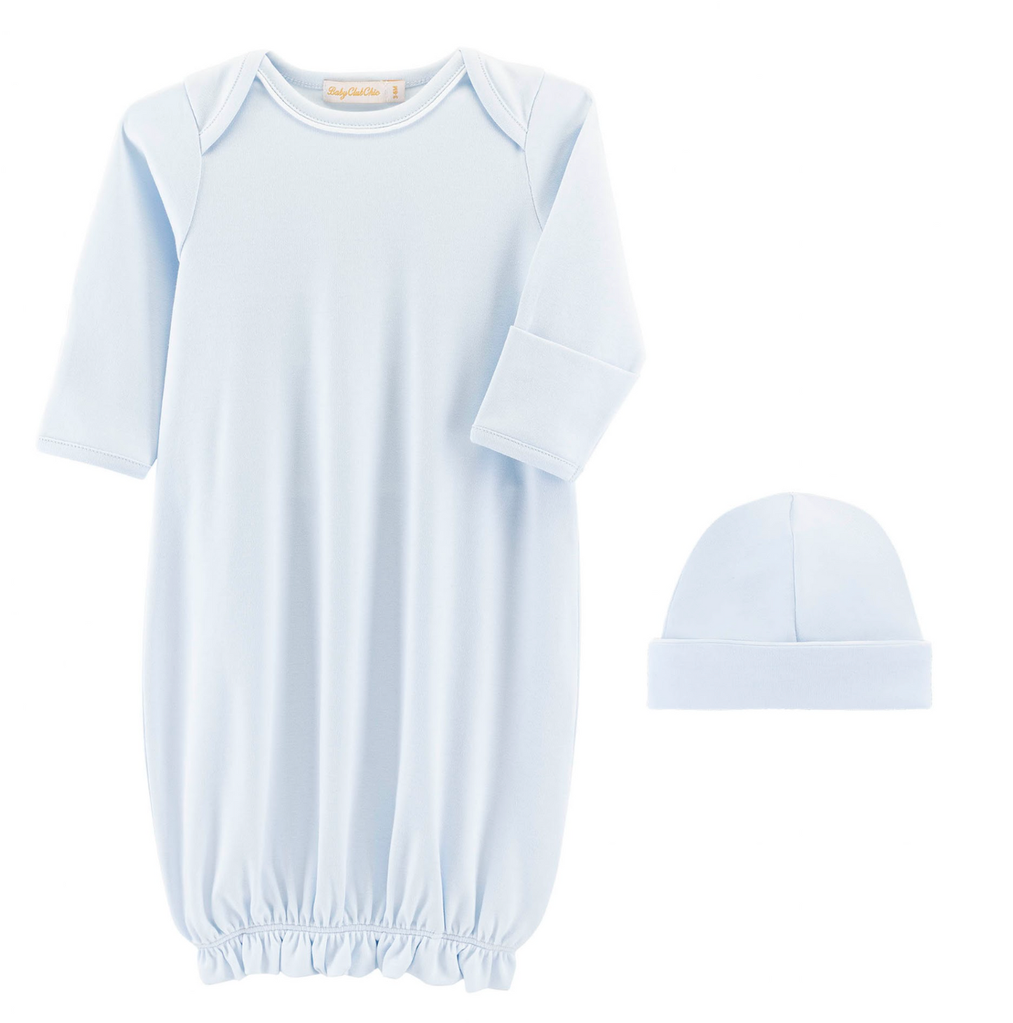 Baby Blue Pima Gown & Hat