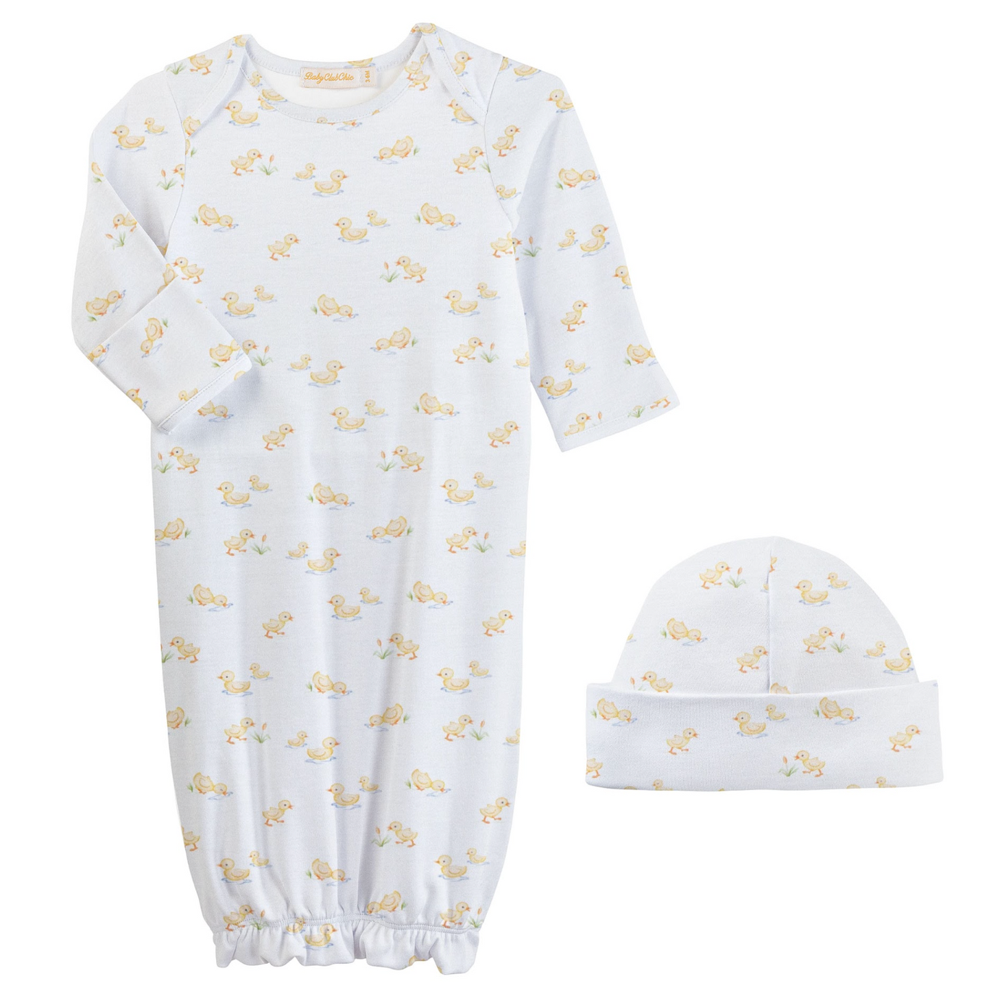 Tiny Baby Duckies Gown & Hat Set