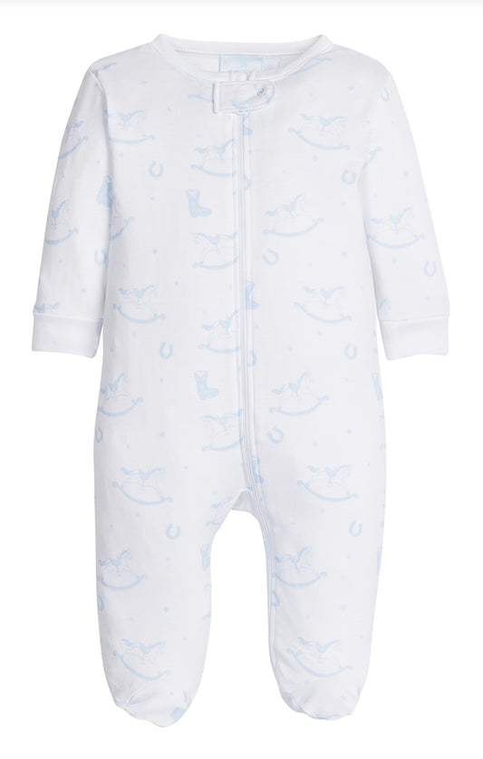 Blue Horse Zippered Footie