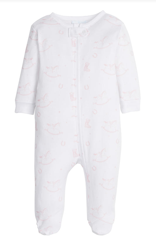 Pink Horse Zippered Footie