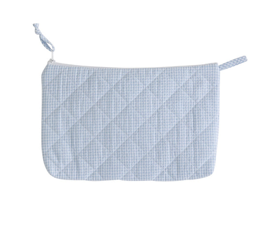 Blue Check Seersucker Cosmetic Bag