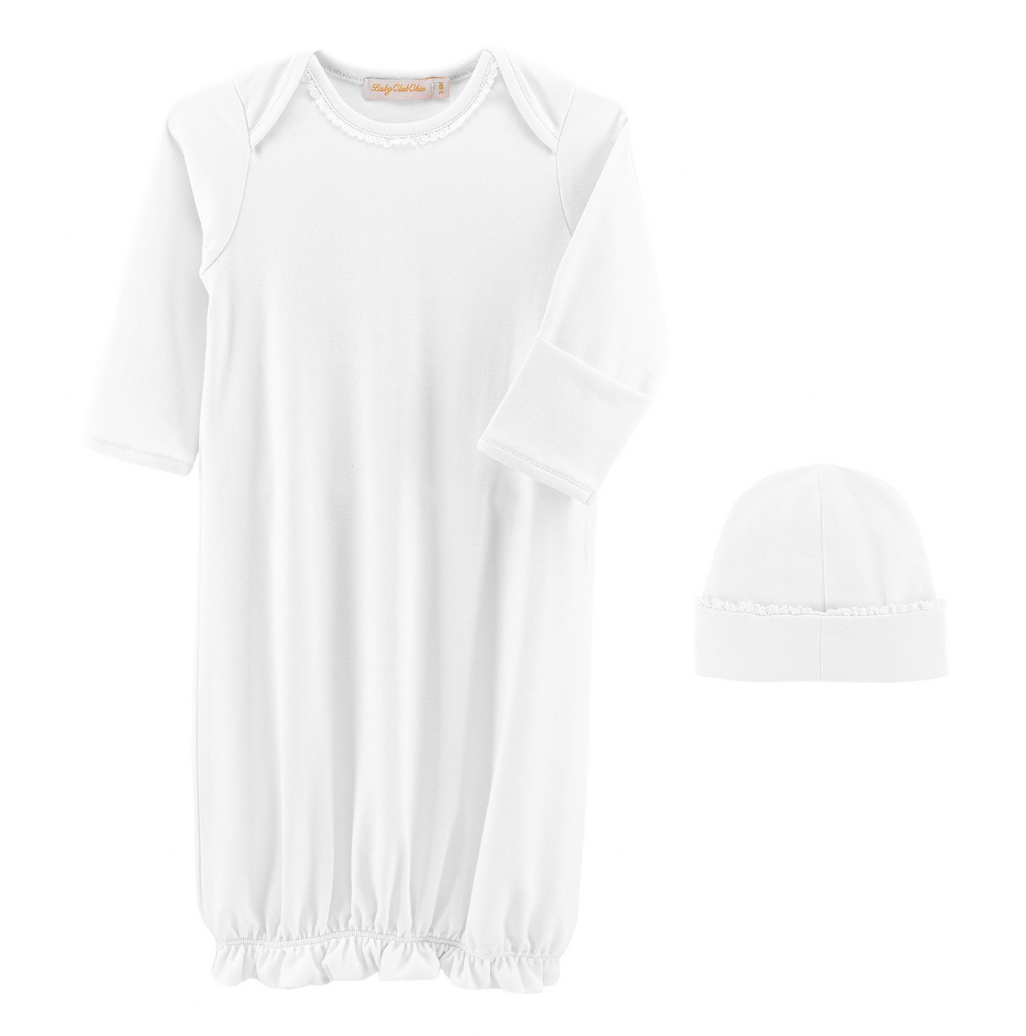 White Baby Pima Gown with Hat