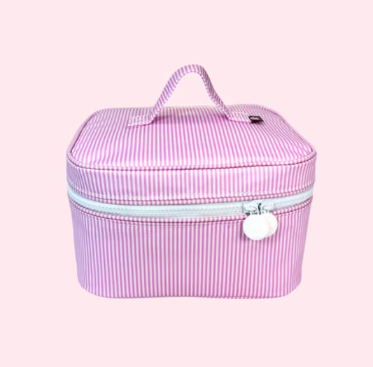 Pink Preppy Stripe Train Case