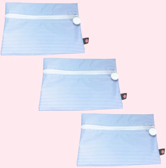 Baby Blue Preppy Stripe Cosmo Bag