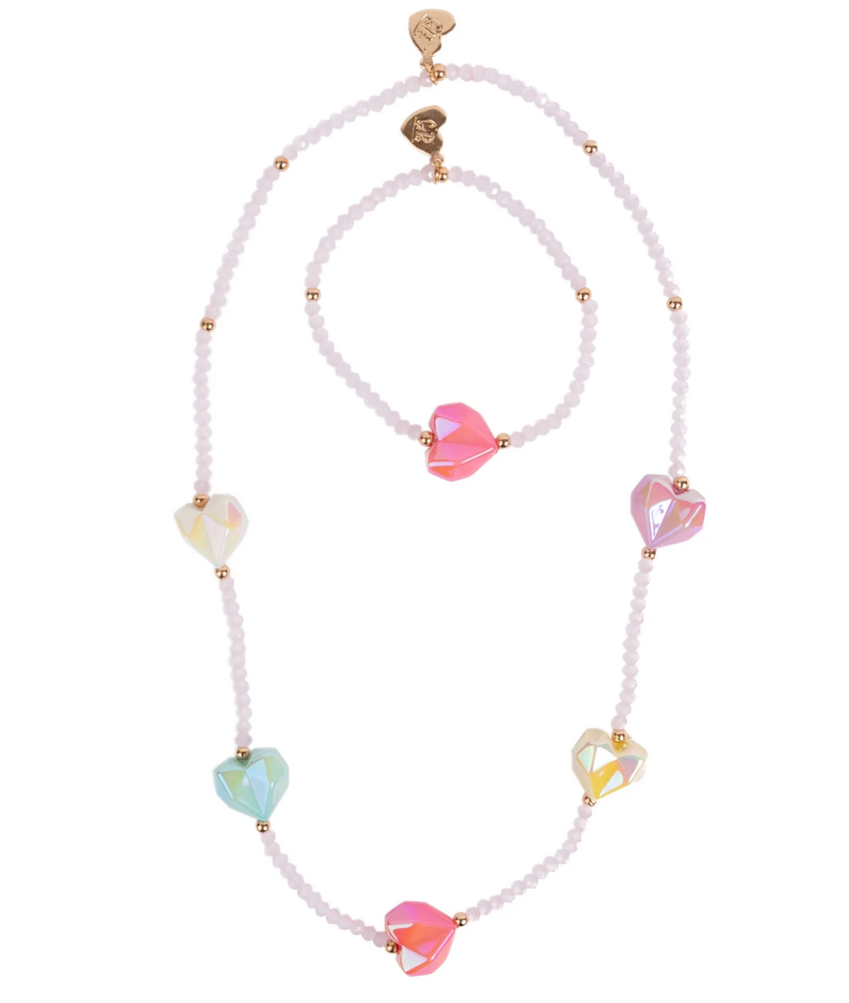 Heart Geode Necklace and Bracelet Set