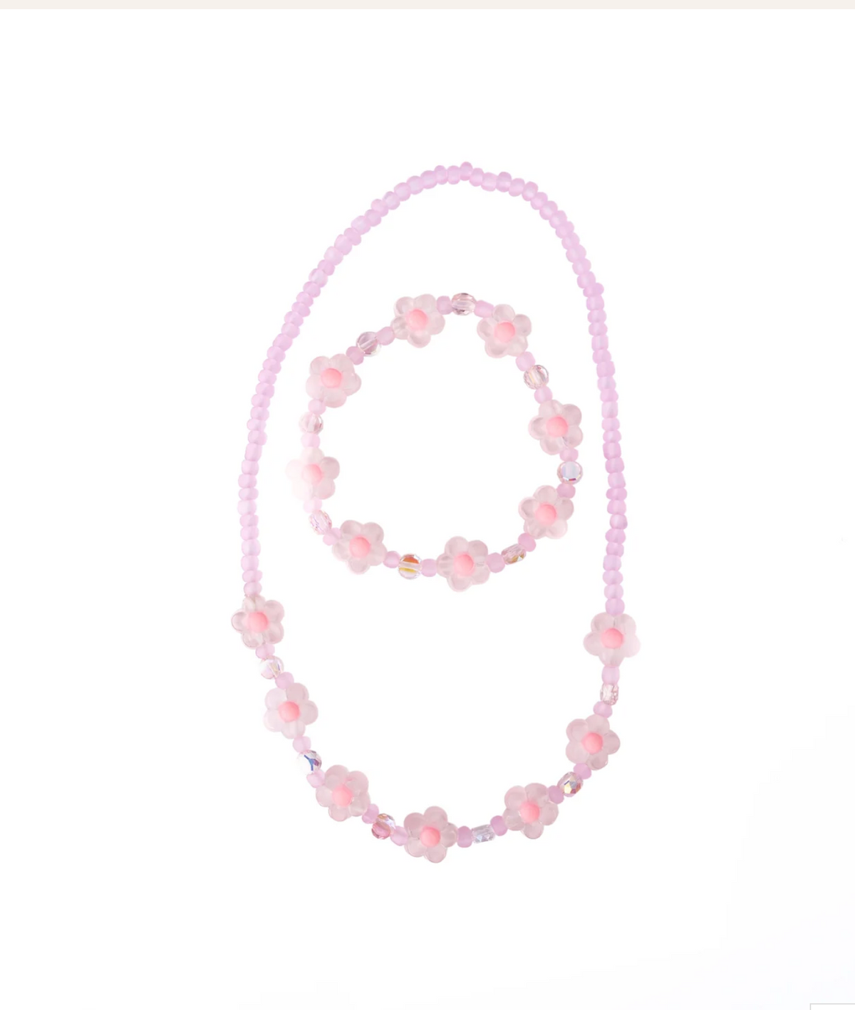 Pink Crystal Blooms Necklace and Bracelet Set