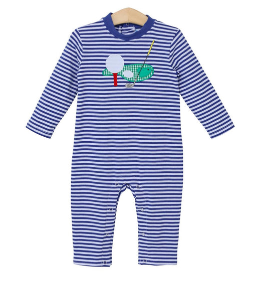 Blue Stripe Golf Romper