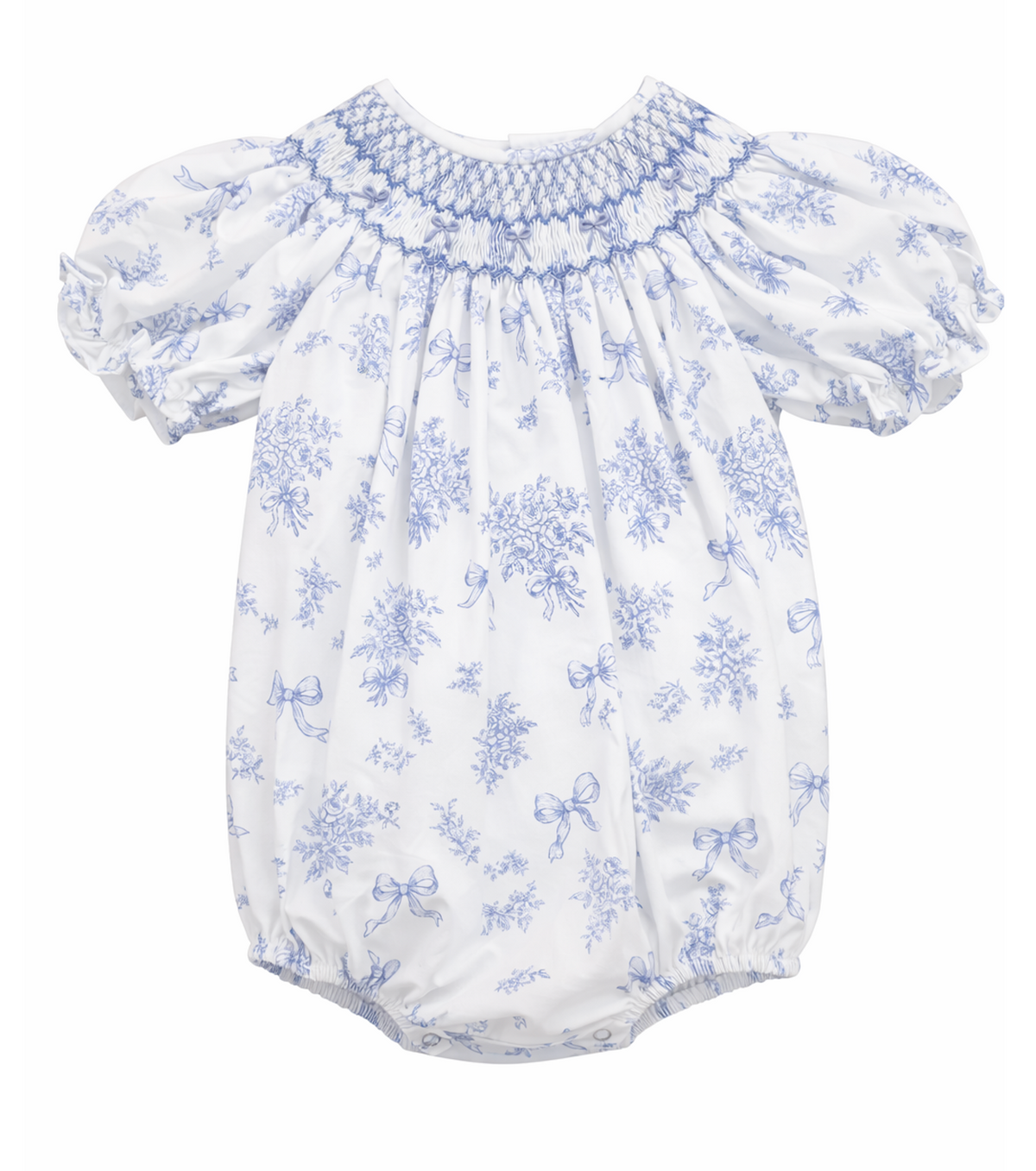 Evelyn Floral Toile  Smocked Bubble
