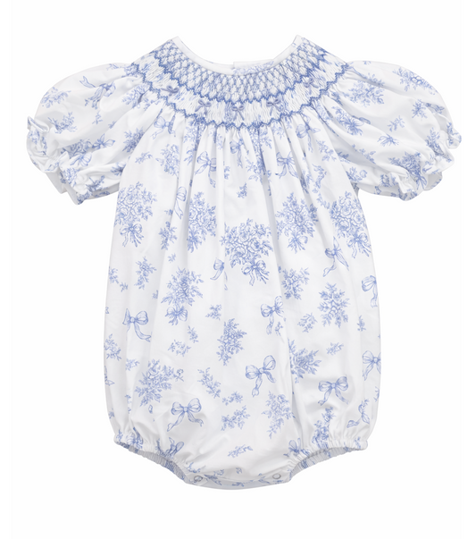 Evelyn Floral Toile  Smocked Bubble