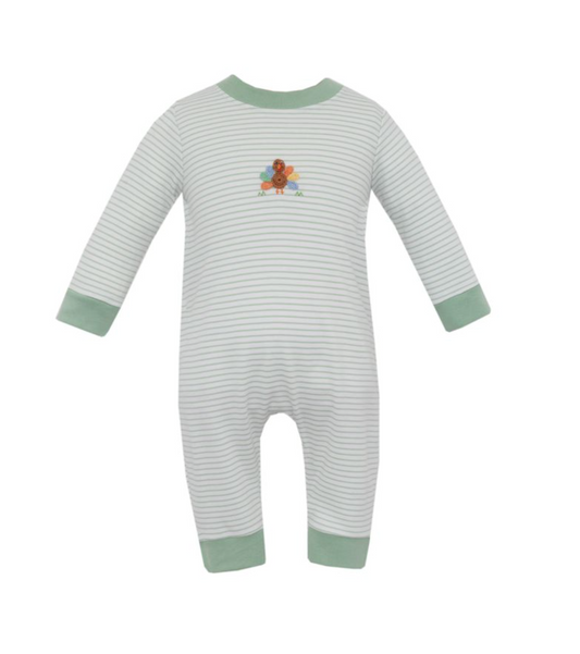 Green Stripe Turkey Romper