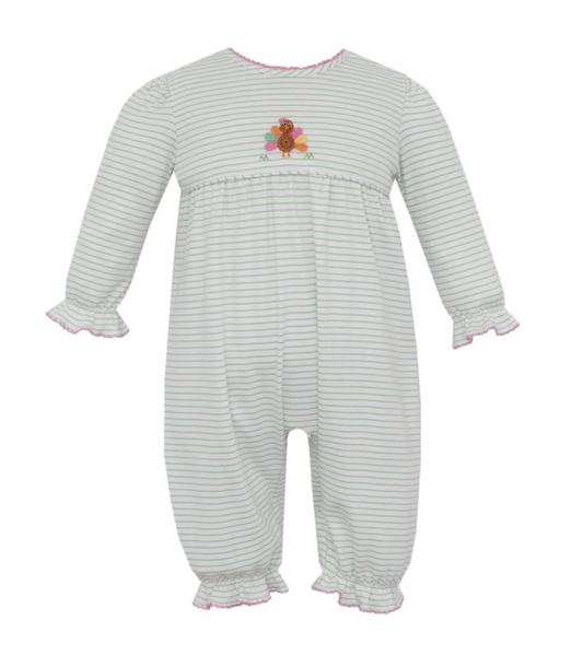 Green Stripe Turkey Romper
