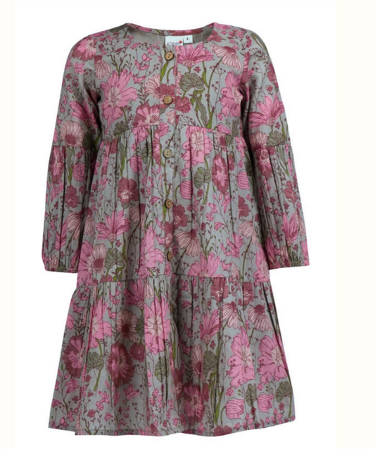 Burgandy Bloosom LS Dress