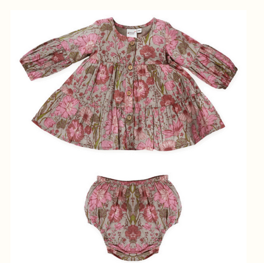 Burgandy Bloosom LS Bloomer Set