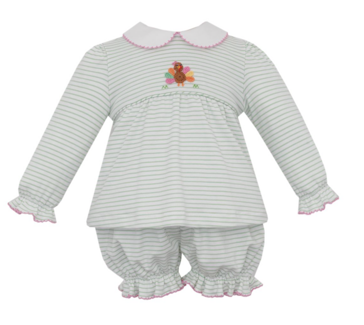 Green Stripe Turkey Bloomer Set