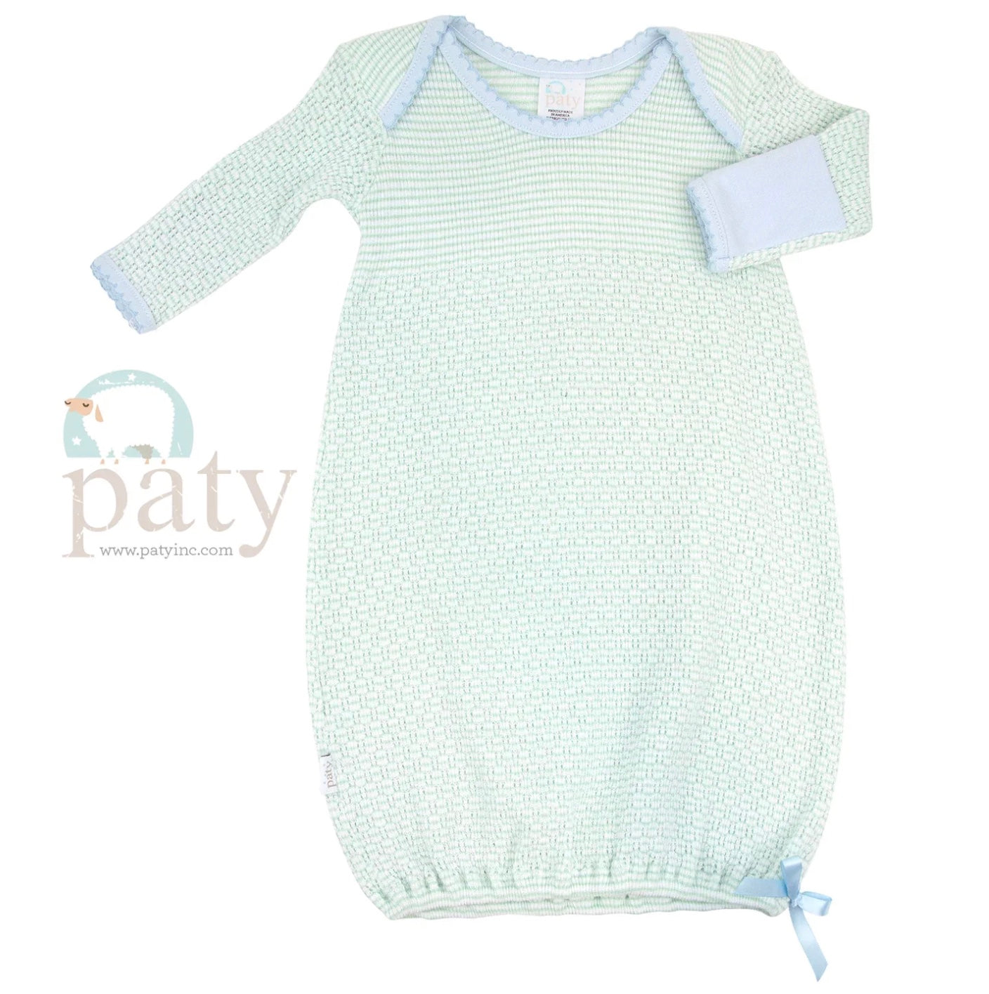 Paty Mint Knit Gown/Blue Trim