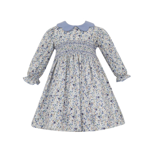 Katherine Blue Floral Smocked Dress