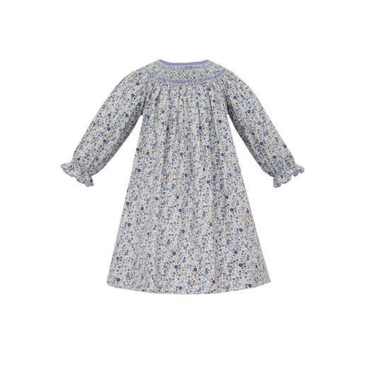 Katherine Blue Floral Bishop Dress