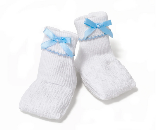 Paty Knit Booties - Blue Trim