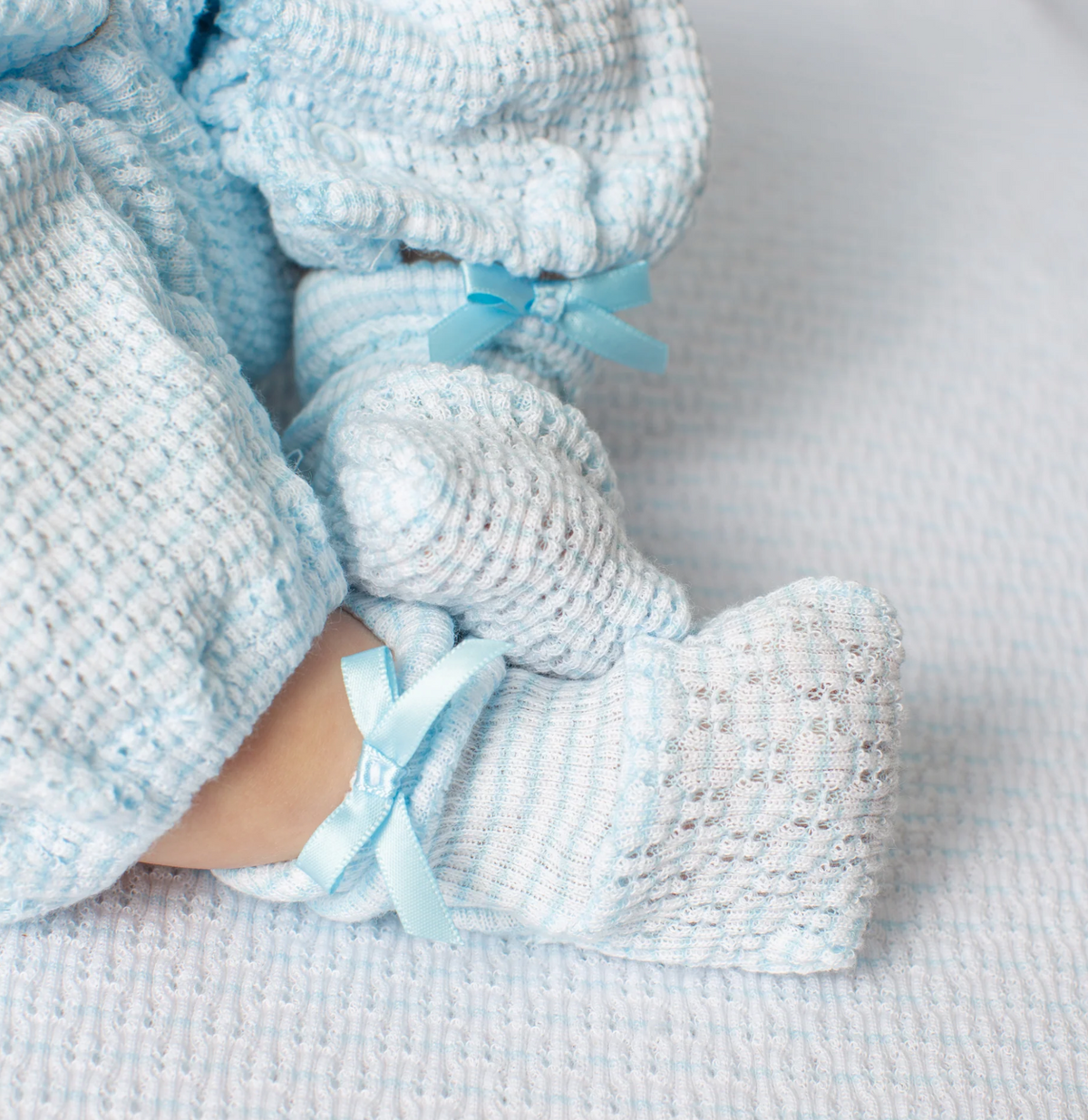 Paty Knit Booties Solid Blue