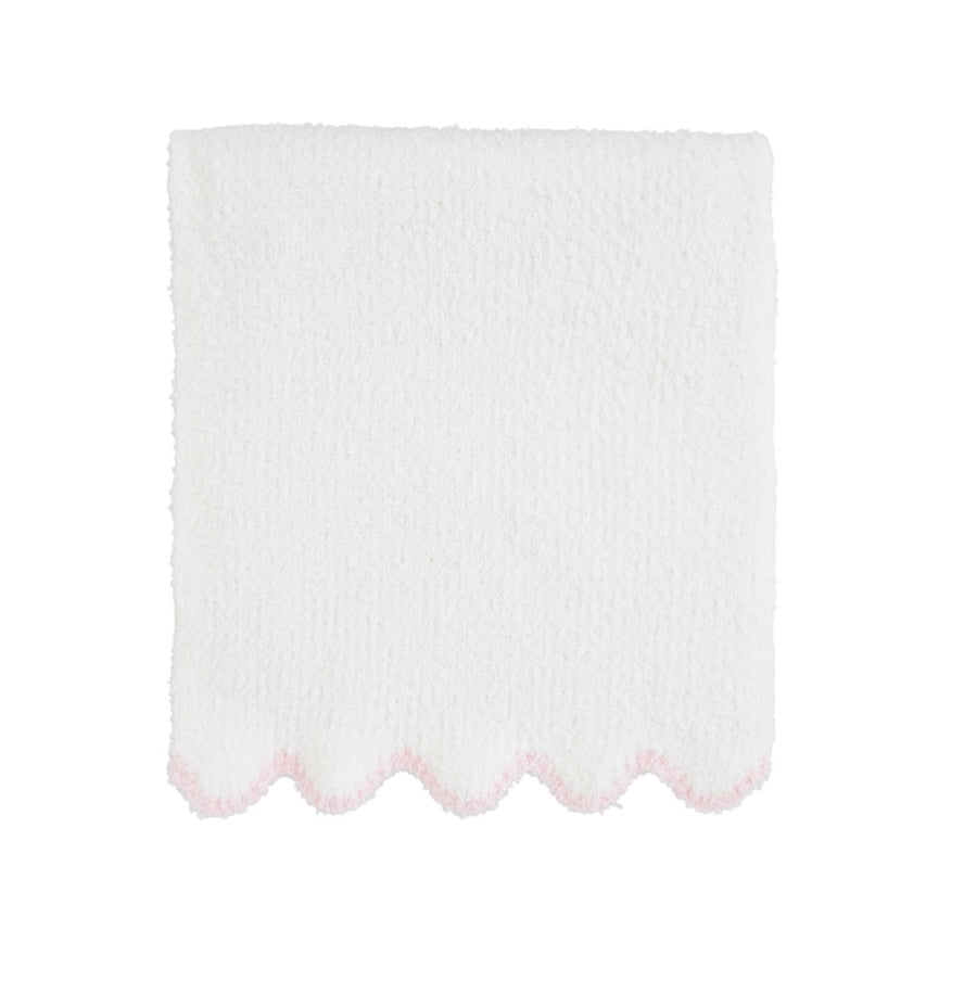 Pink Scalloped Chenille Blanket