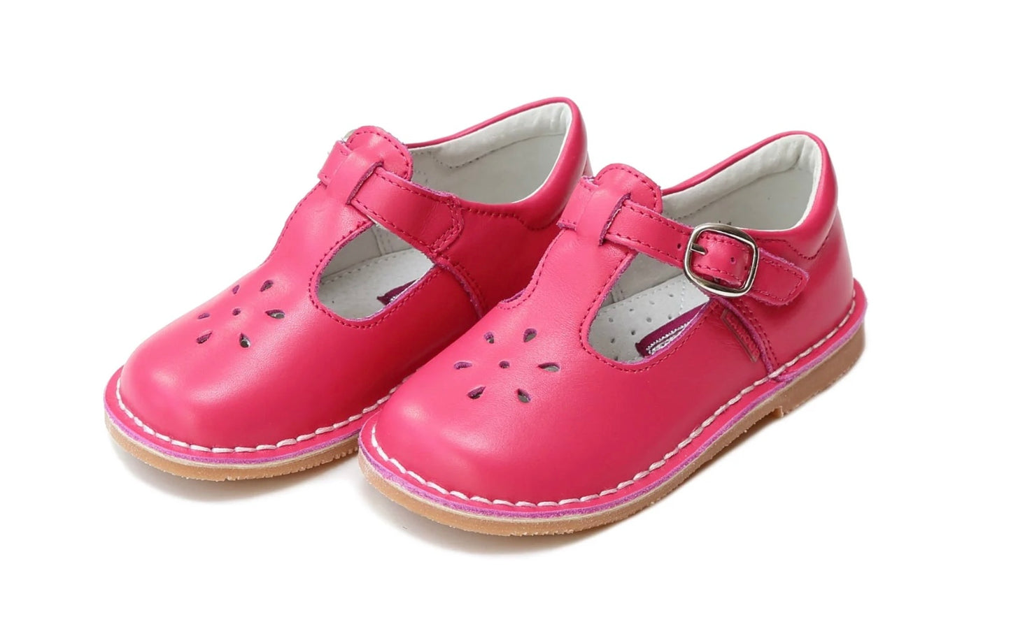 Joy Classic Leather T-Strap Fushia