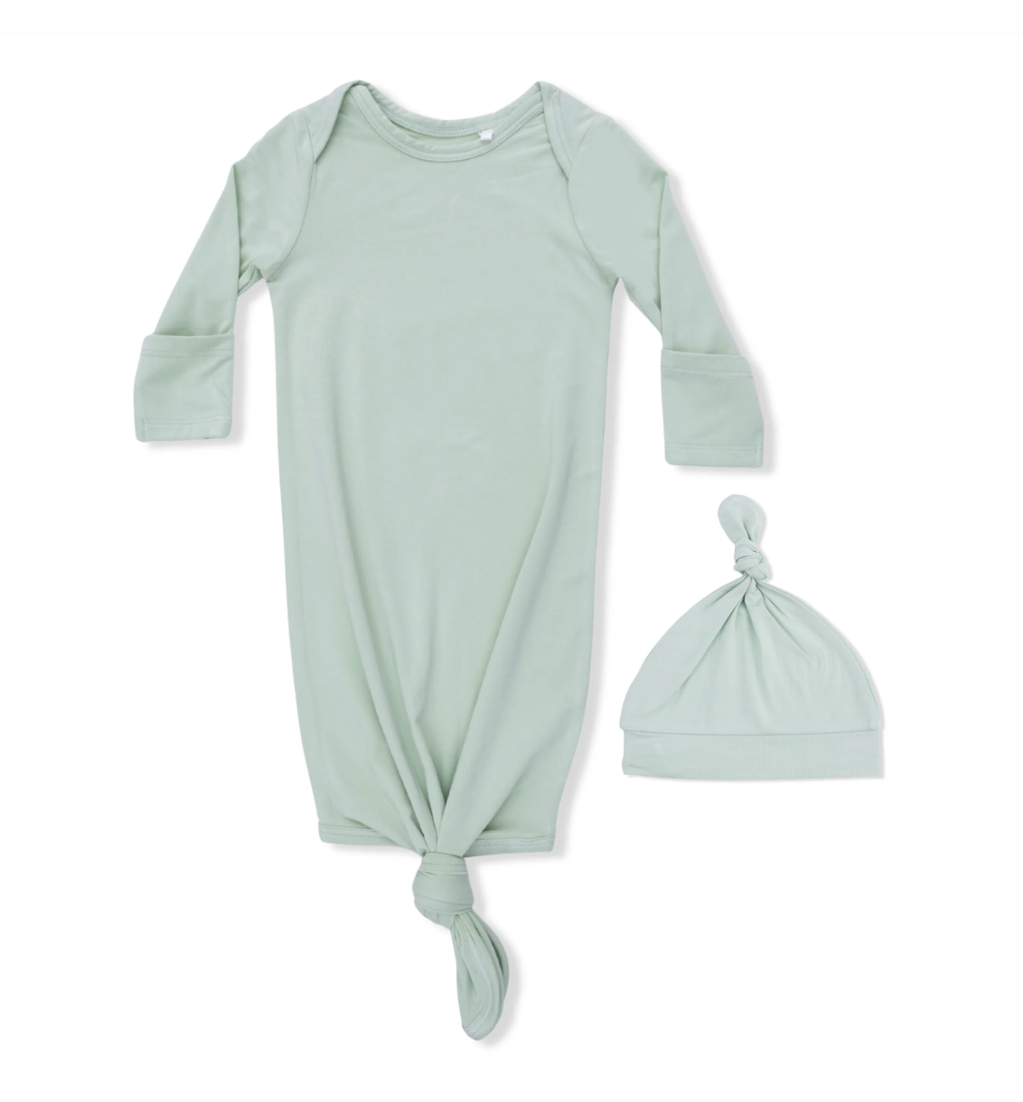 Solid Milky Green Gown & Hat