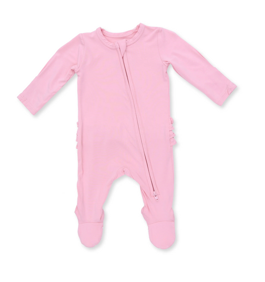 Solid Candy Pink Ruffle Footie