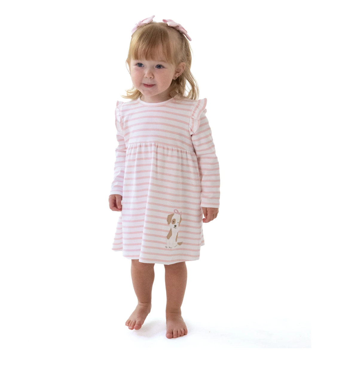 Stripe Puppy LS Dress