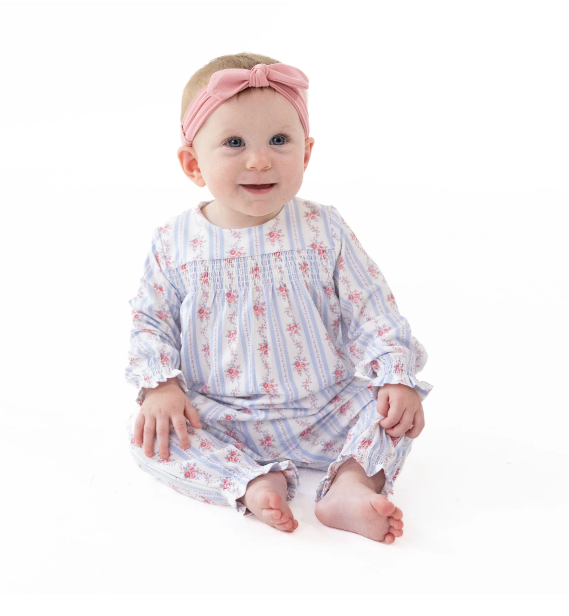 Anna Floral Stripe LS Romper