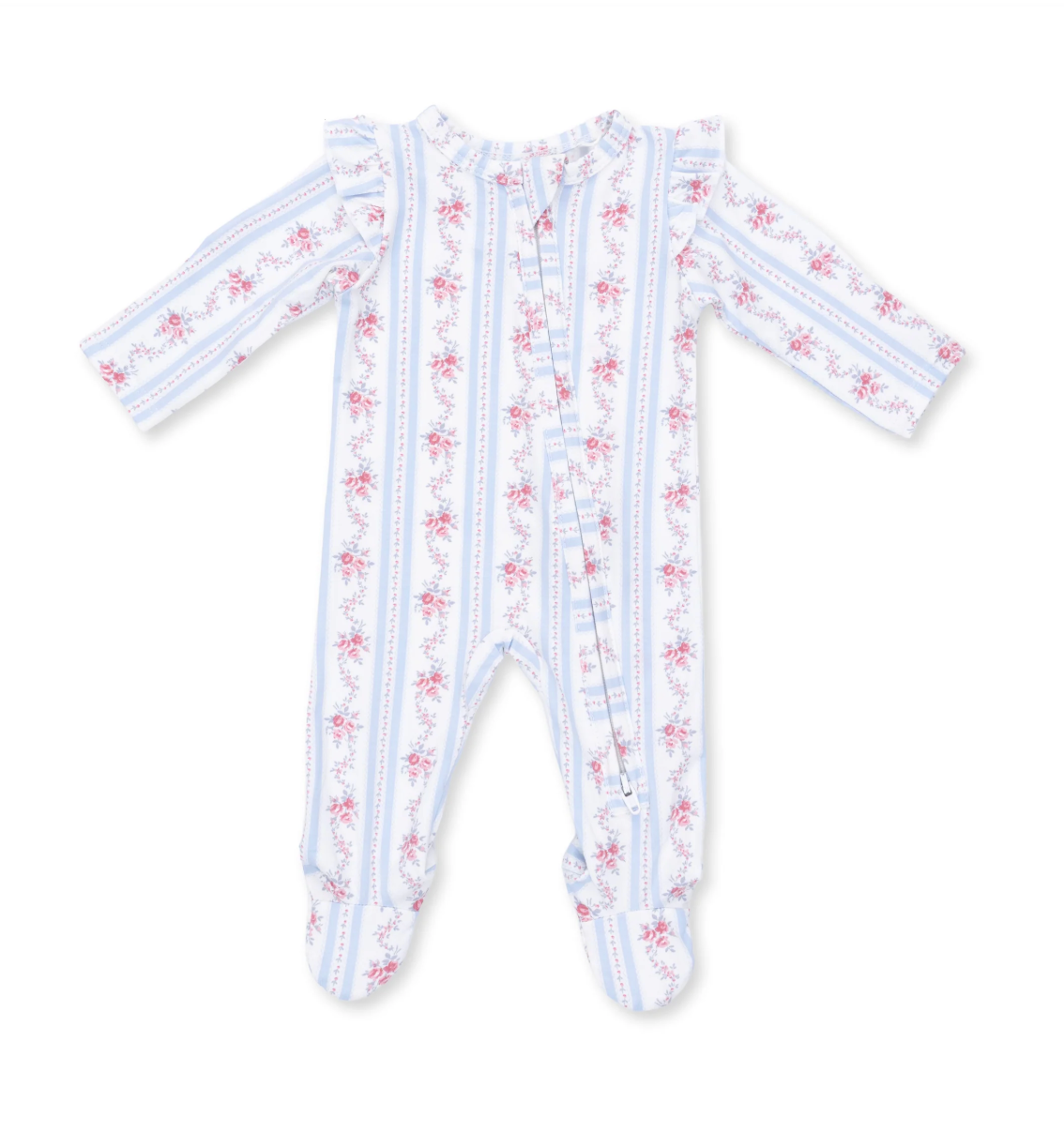 Anna Floral Stripe Zipper Footie