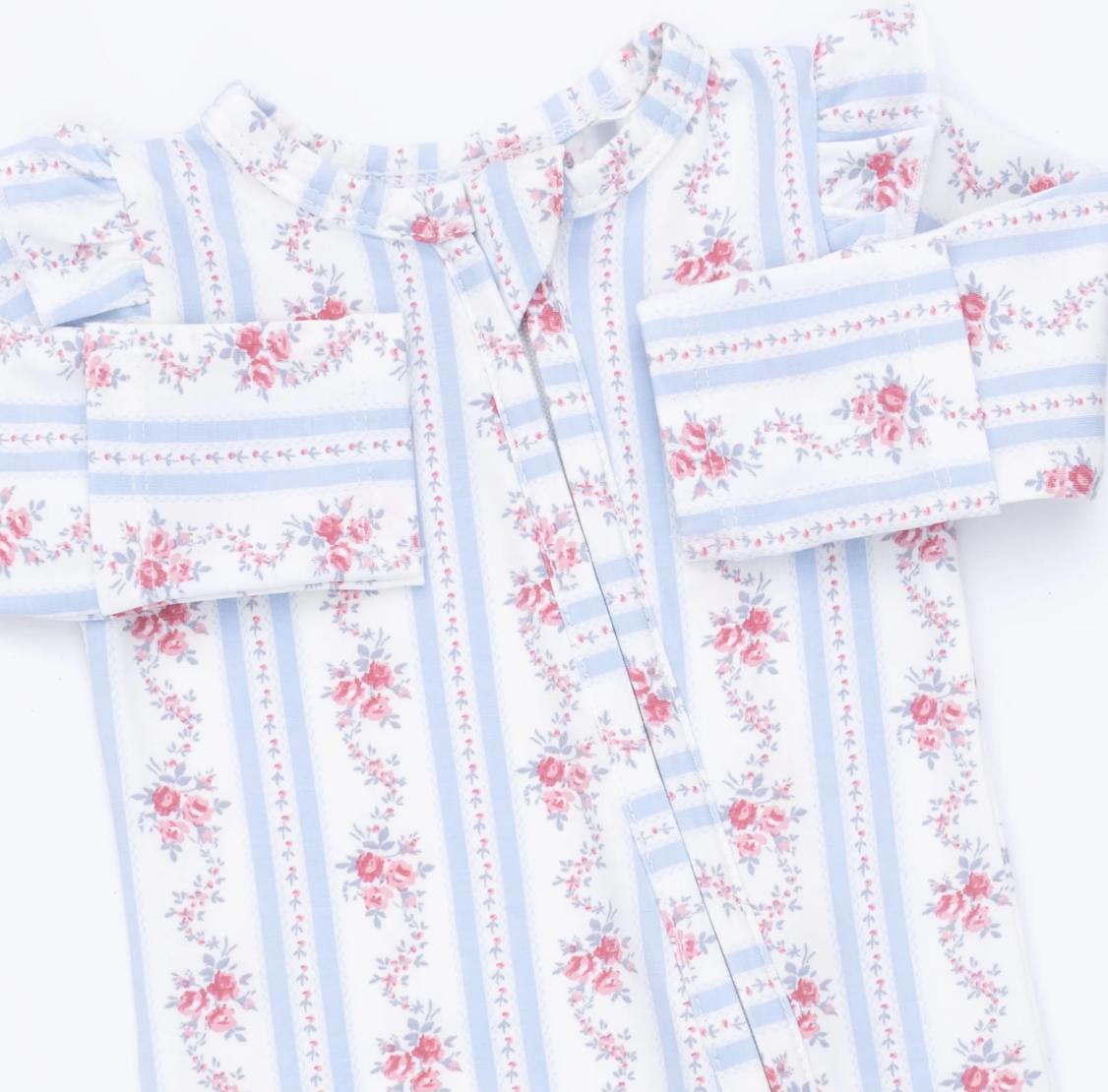 Anna Floral Stripe Zipper Footie