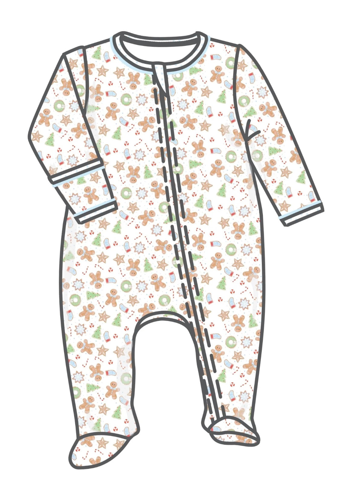 Frosted Wonderland Zip Footie - Blue