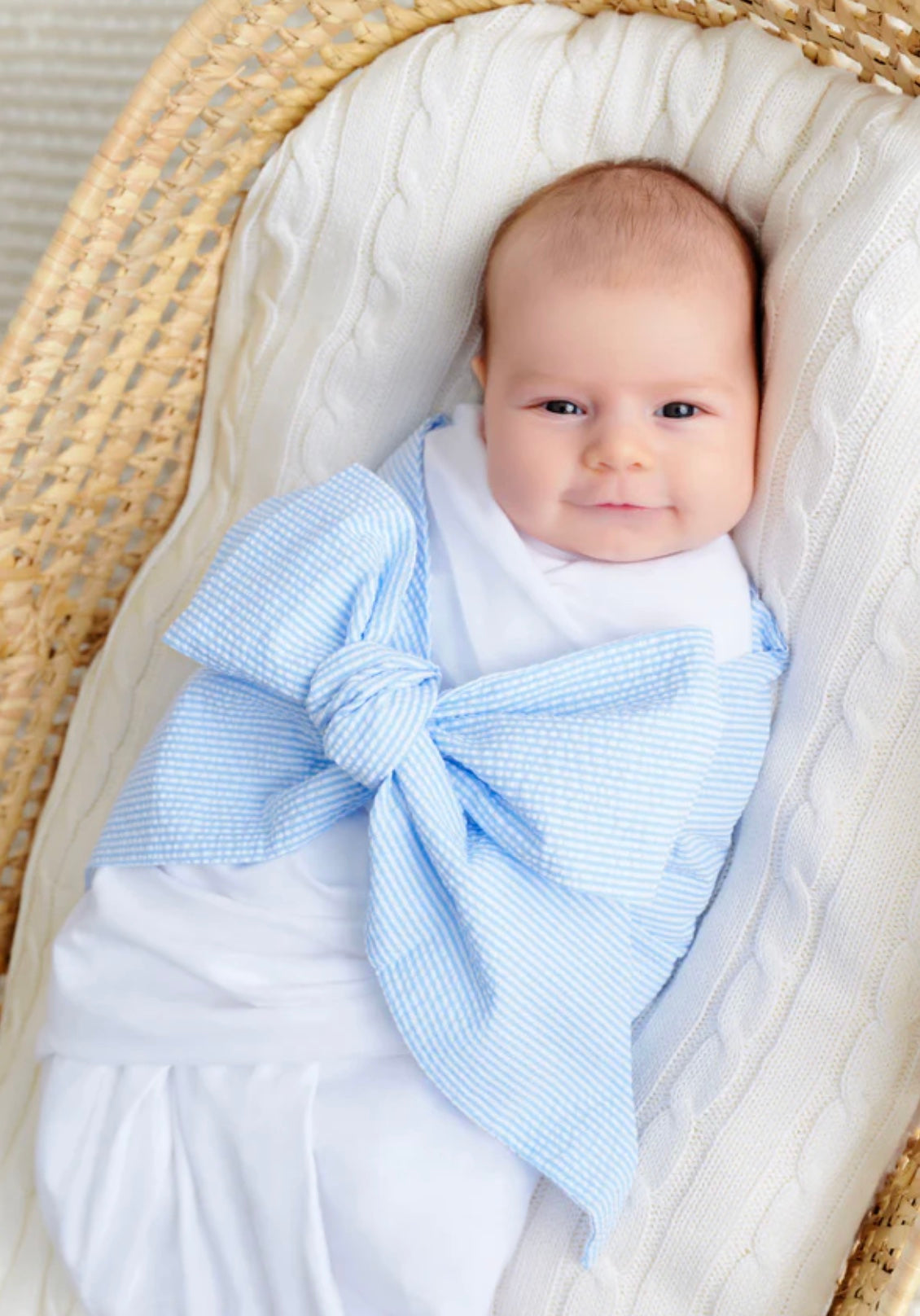 TBBC Seersucker Bow Swaddle
