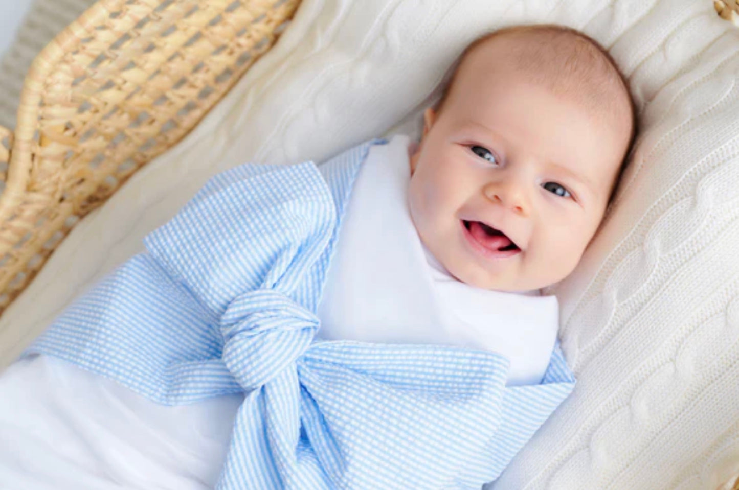 TBBC Seersucker Bow Swaddle