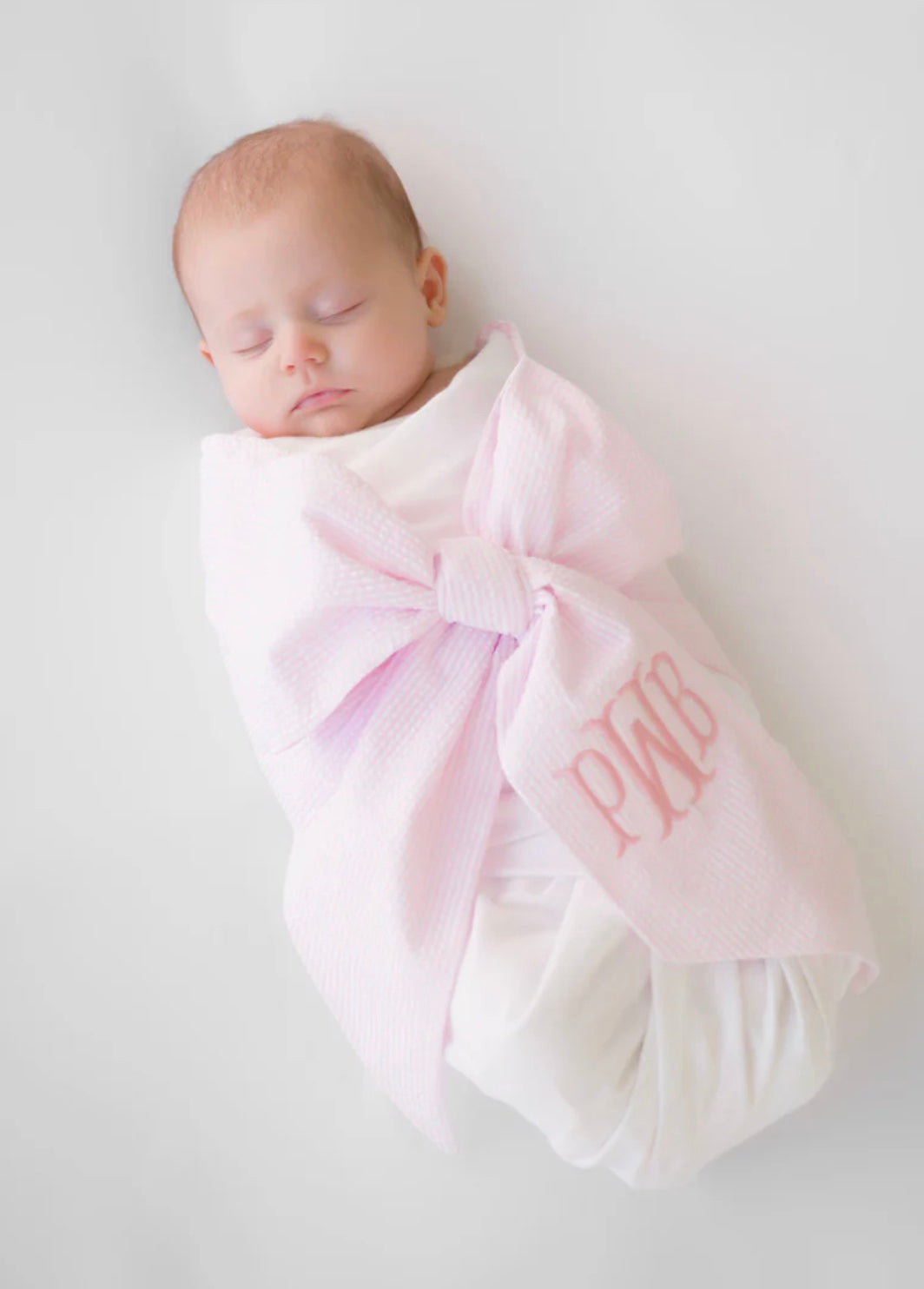 TBBC Seersucker Bow Swaddle