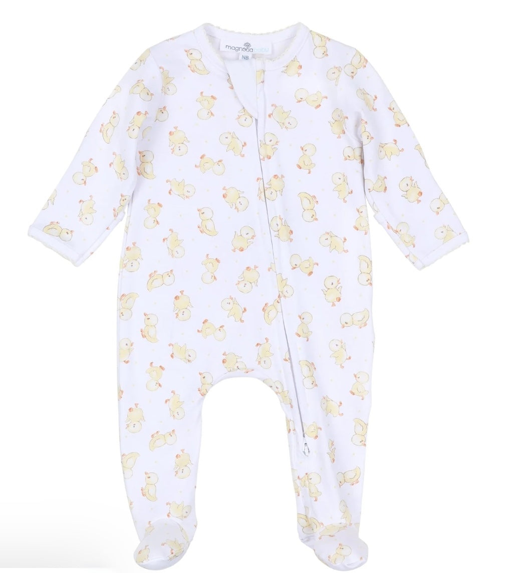 Downy Ducklings Print Zip Footie