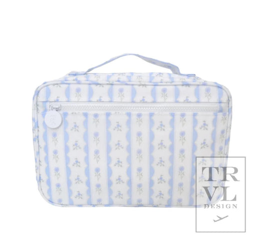 TRVL Blue Floral Stripe Hanging Toiletry Case