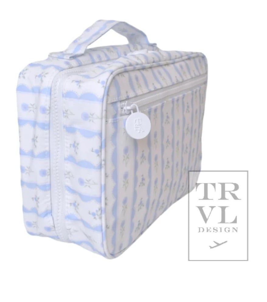 TRVL Blue Floral Stripe Hanging Toiletry Case