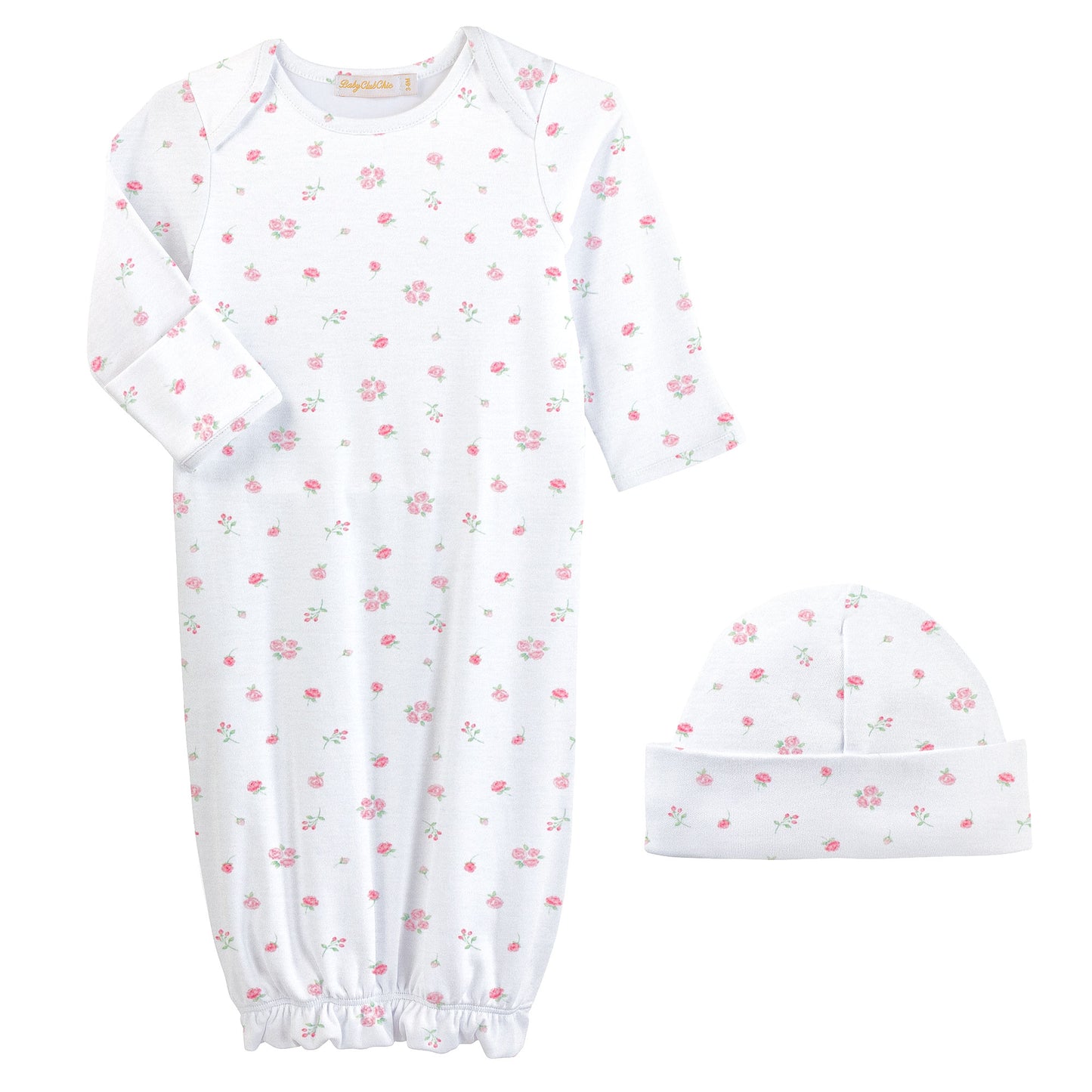 Tiny Rosebud Gown/Hat Set