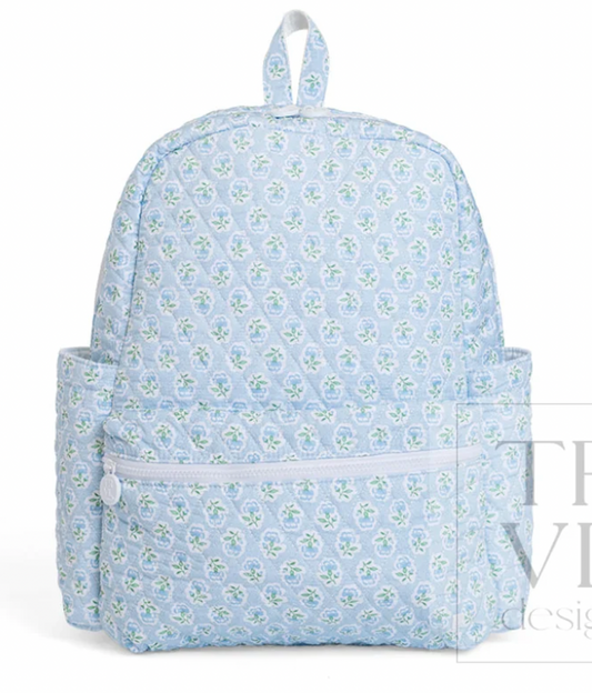 TRVL Petite Fleur Blue Quilted XL Backpacker