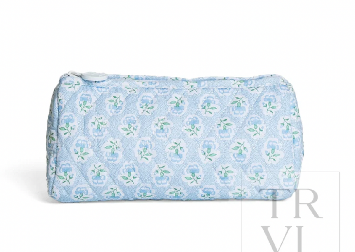 TRVL Petite Fleur Blue Quilted Pochette Bag