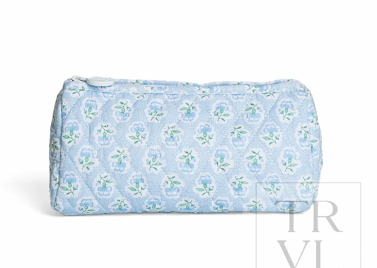 TRVL Petite Fleur Blue Quilted Pochette Bag