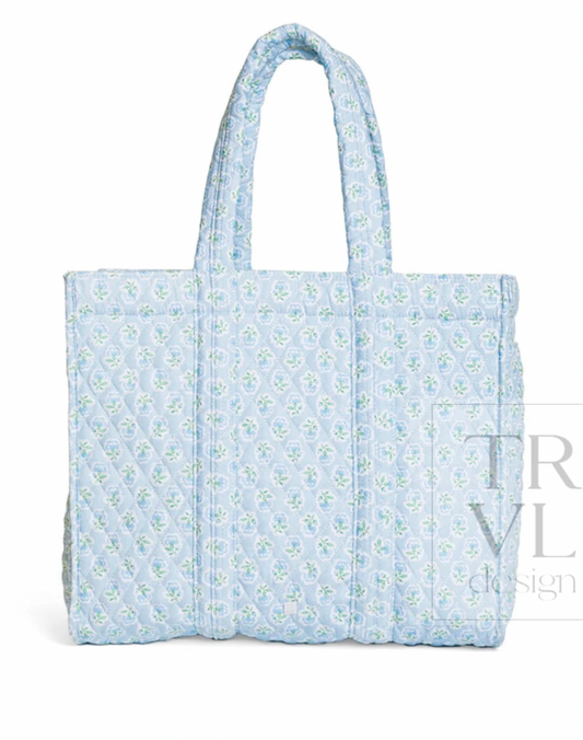 TRVL Petite Fleur Blue Quilted Go Go Tote